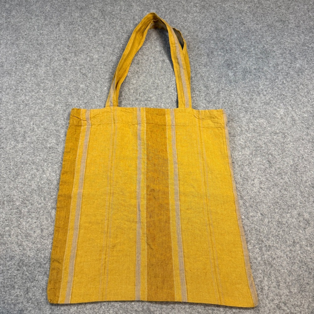 Amber Bronze Striped Linen Tote Bag Lightweight Reusable Market Beach Bag NEW - Picture 1 of 12